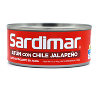 ATUN SARDIMAR CON CHILE JALAPEÑO TROCITOS EN AGUA 140 GRS