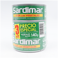 ATUN SARDIMAR C/VEGETALES 140 GRS 3 PACK PRECIO ESPECIAL