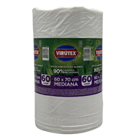 BOLSA VIRUTEX BASURA ROLLO MEDIANA BLANCA 60X70 CM PTE/60