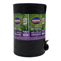 BOLSA VIRUTEX BASURA ROLLO MEDIANA NEGRA 60X70 CM PTE/60